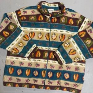 Vintage Alfred Dunner fleece full zip with multi color patterning